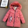 Girls' Winter Clothes Cotton Jacket with Thick Collar Down Cotton Jacket Long Length