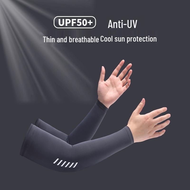 Men's Silky Ice UV Protection Sleeves, Summer Arm Shields for Cycling & Driving