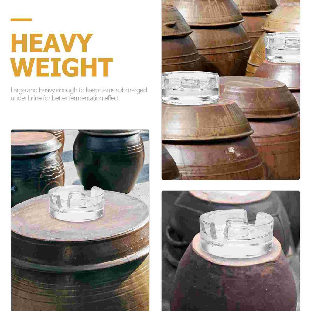 Fermented Glass Heavy Stone Pickle Jar Weights Transparent Fermenting Lids Small Clear