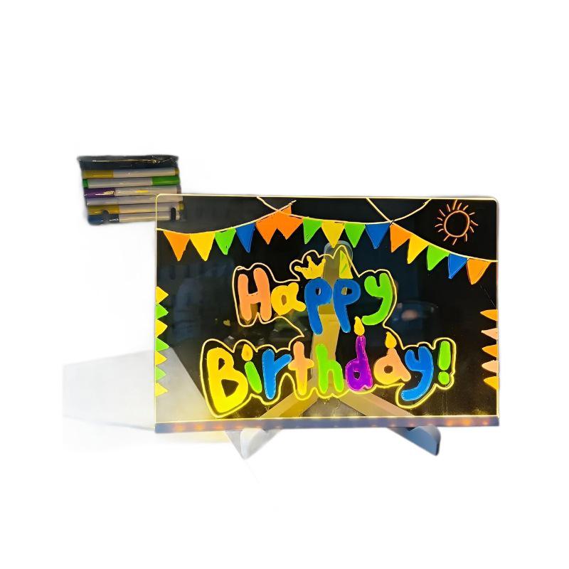 Glow-in-the-Dark Luminous Erasable Drawing Board for Kids - DIY Acrylic Learning Night Light