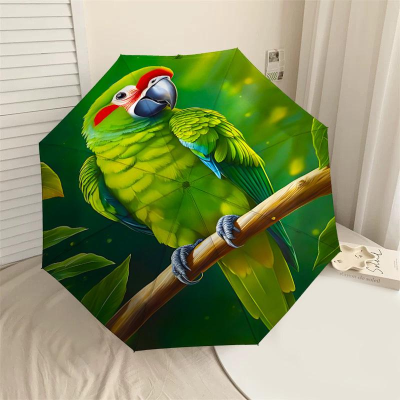 

1PC parrot, branch Automatic Open/Close Umbrella Compact Folding Umbrella with 8-Rib Shaft lightweight esign, Highquality Fabric1176A