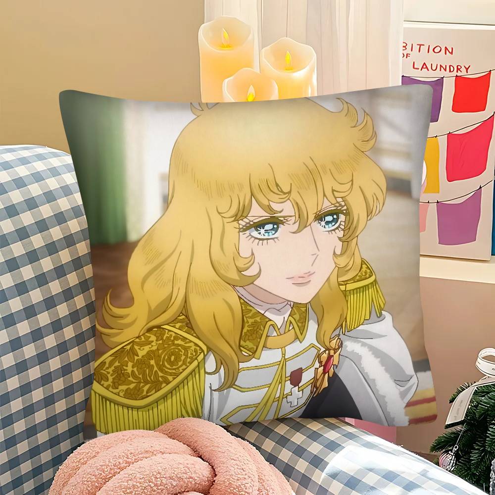 pc Classic The Rose Of Versailles Retro Anime Pillow Case Fashion Square Pillowcase Bedroom Sofa Room Ins Decoration Leisure