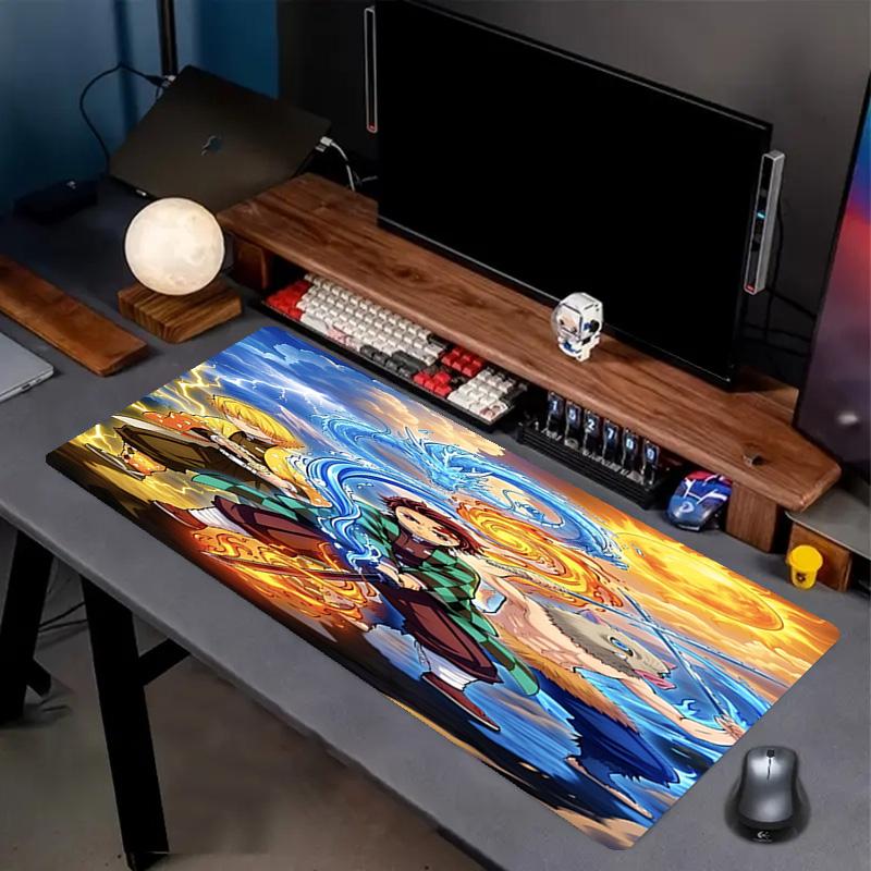 Demon Slayer Print Mouse Pad, Anti‑Slip Desktop keyboard Mat, for PC Laptop Gaming Working Daily Use, Cool Festival Surprise Gift