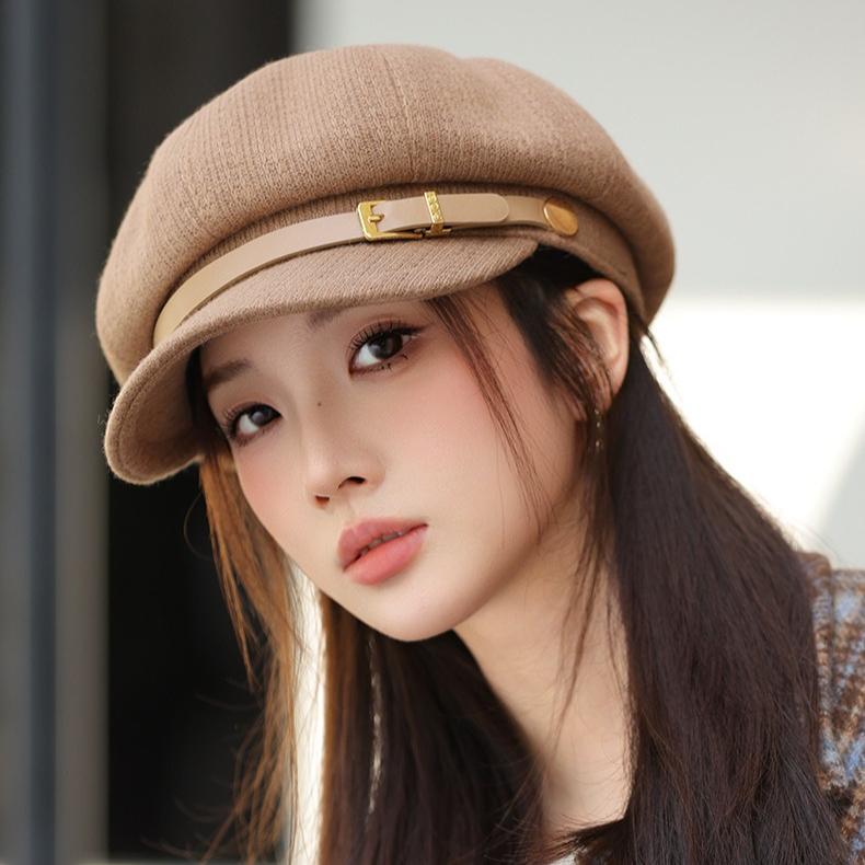 New Octagonal Hat Women's Spring and Autumn Retro Cap Beret British Hat