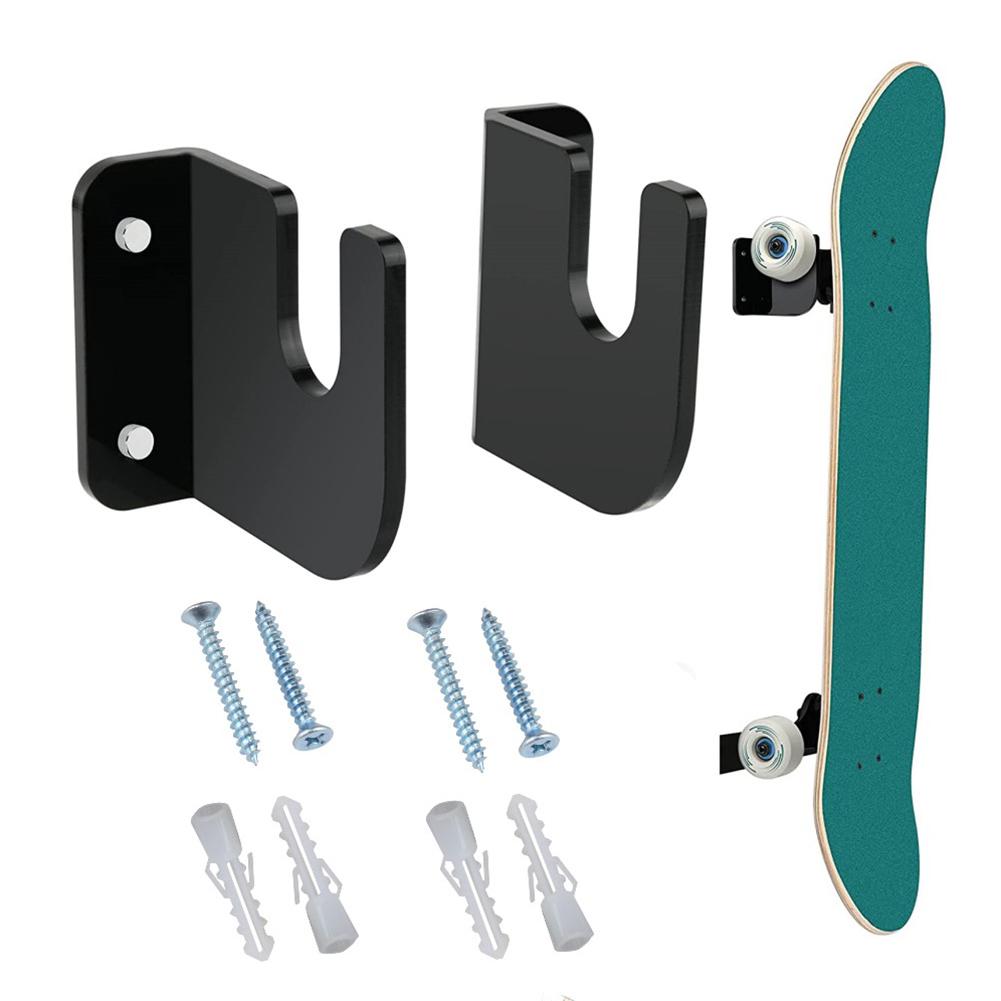 1 Pairs Skateboard Storage Bracket Acrylic Scooter Display Mount Decoration Easy Install Non-slip for Bedroom Store Office
