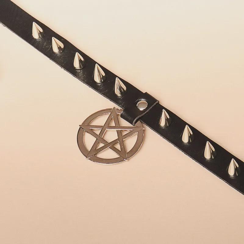 Gargantilla de cuero con colgante de estrella punk harajuku