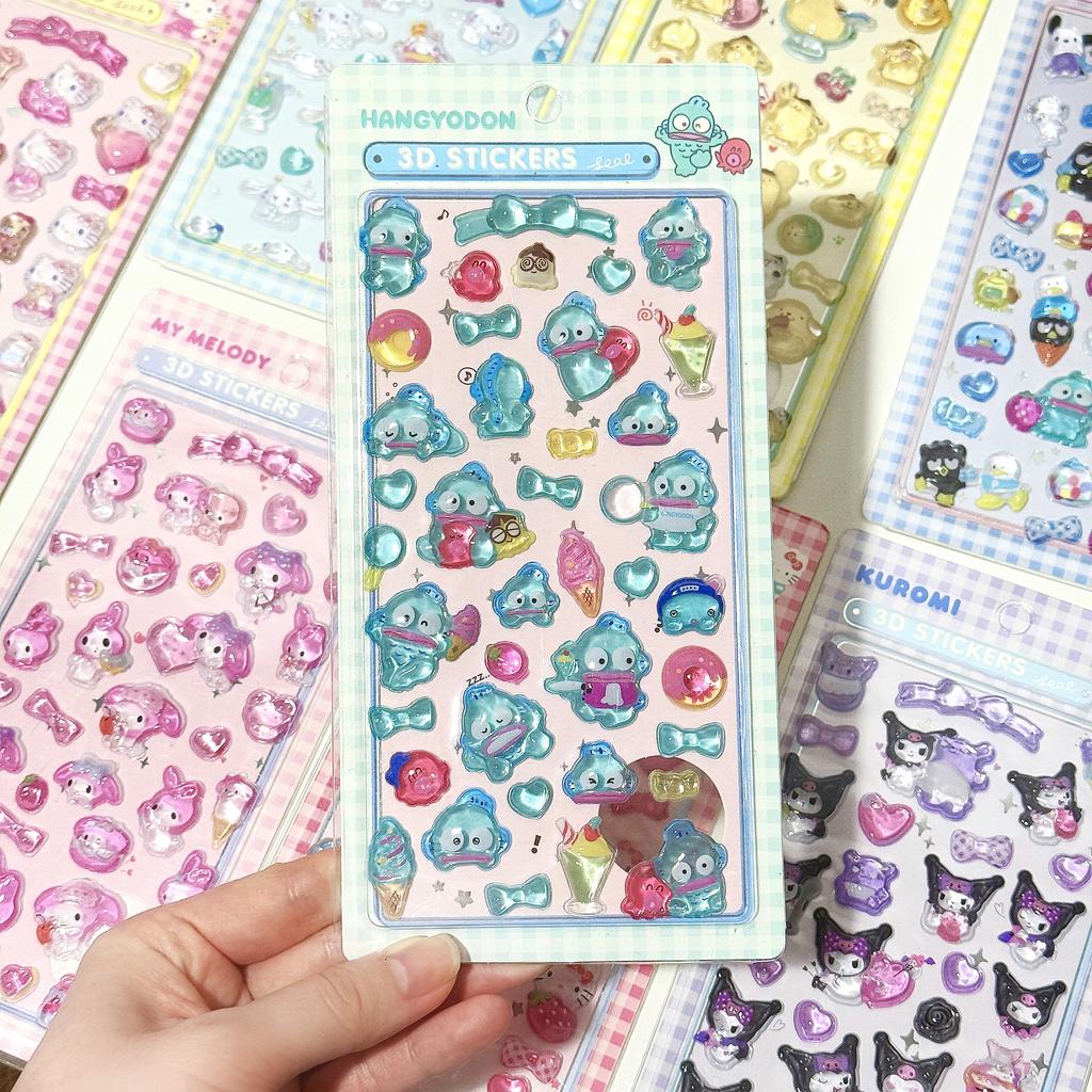 1/8Pcs 3D Sanrio Stickers Sanrio Kuromi Pochacco Hellokitty My Melody Cinnamoroll Hangyodon Case Bag Decoration Birthday Gifts