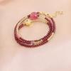 New Chinese Garnet Bracelet Three-circle Beaded Bracelet Necklace Bracelet Two-in-one Xiaohongshu Explosion
