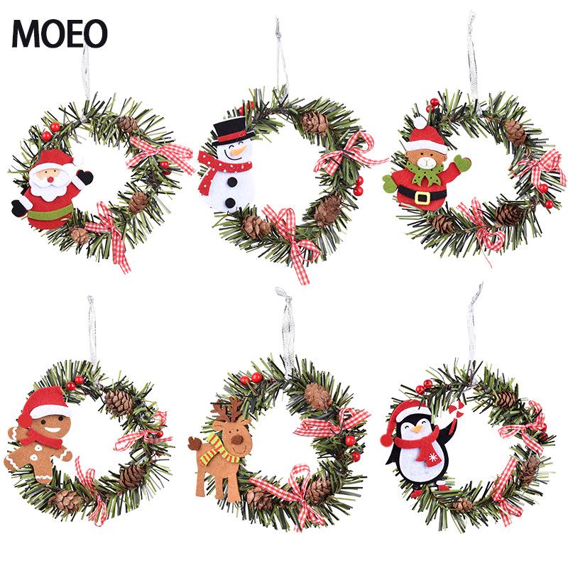 Christmas Wreath & Tree PVC Ornaments: Snowman, Reindeer, & Pine Cone Design