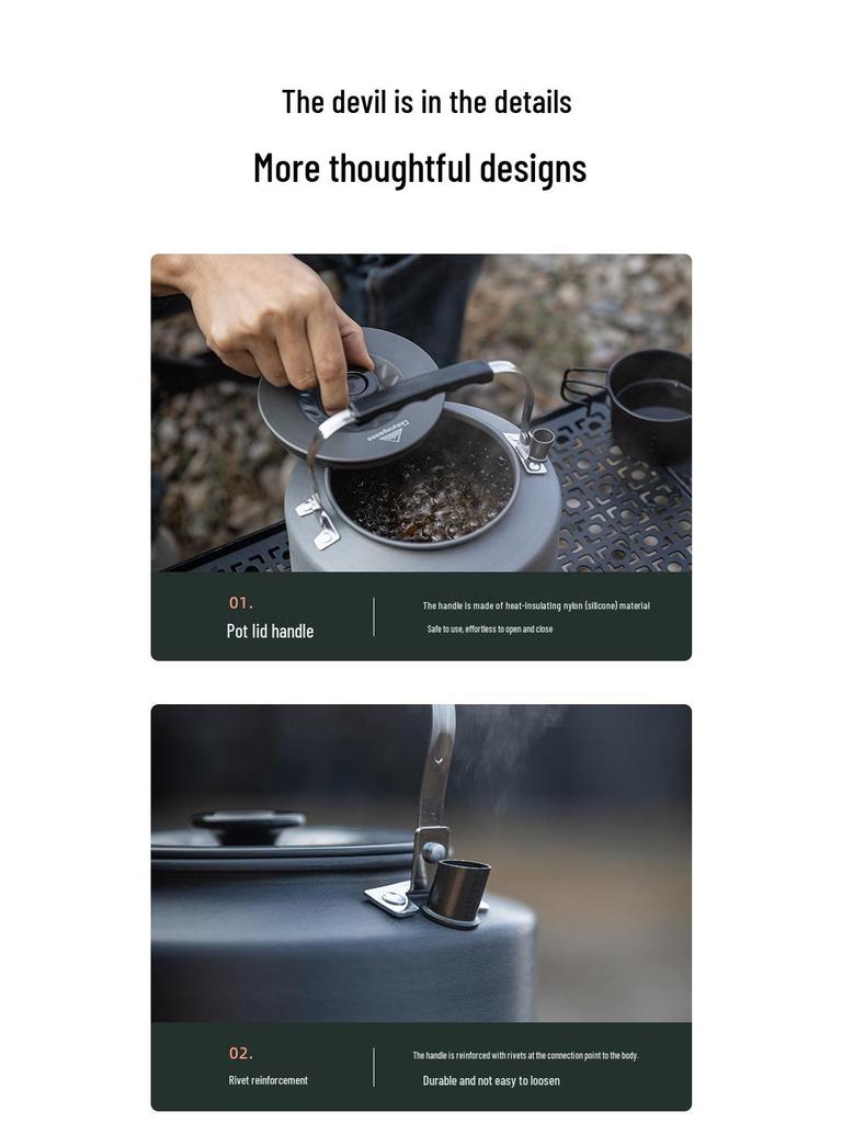 Portable Aluminum Camping Kettle: Boil Water, Make Tea & Coffee with the S2000 Outdoor Picnic Gear