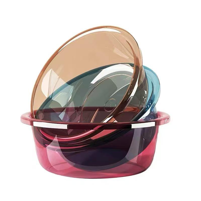 Thickened 3-Piece Plastic Basin Set: Large Round for Face, Baby, Dormitory, and Laundry Use Small [23CM]