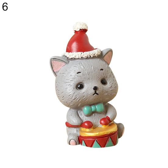 Puntos Home Christmas Cartoon Santa Elephant Resin Miniature Figurine Ornament Decor