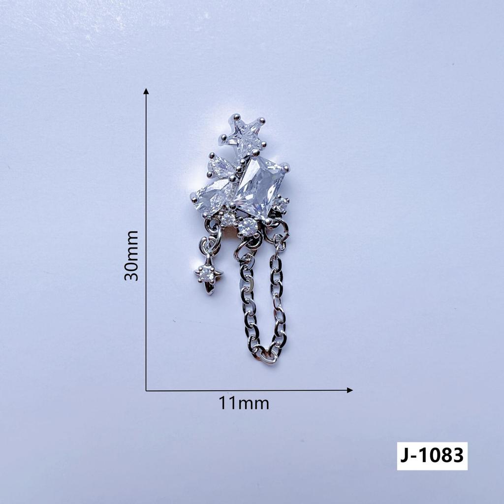 Flat-Bottom Tassel Chain Nail Art with Copper-Inlaid Zircon