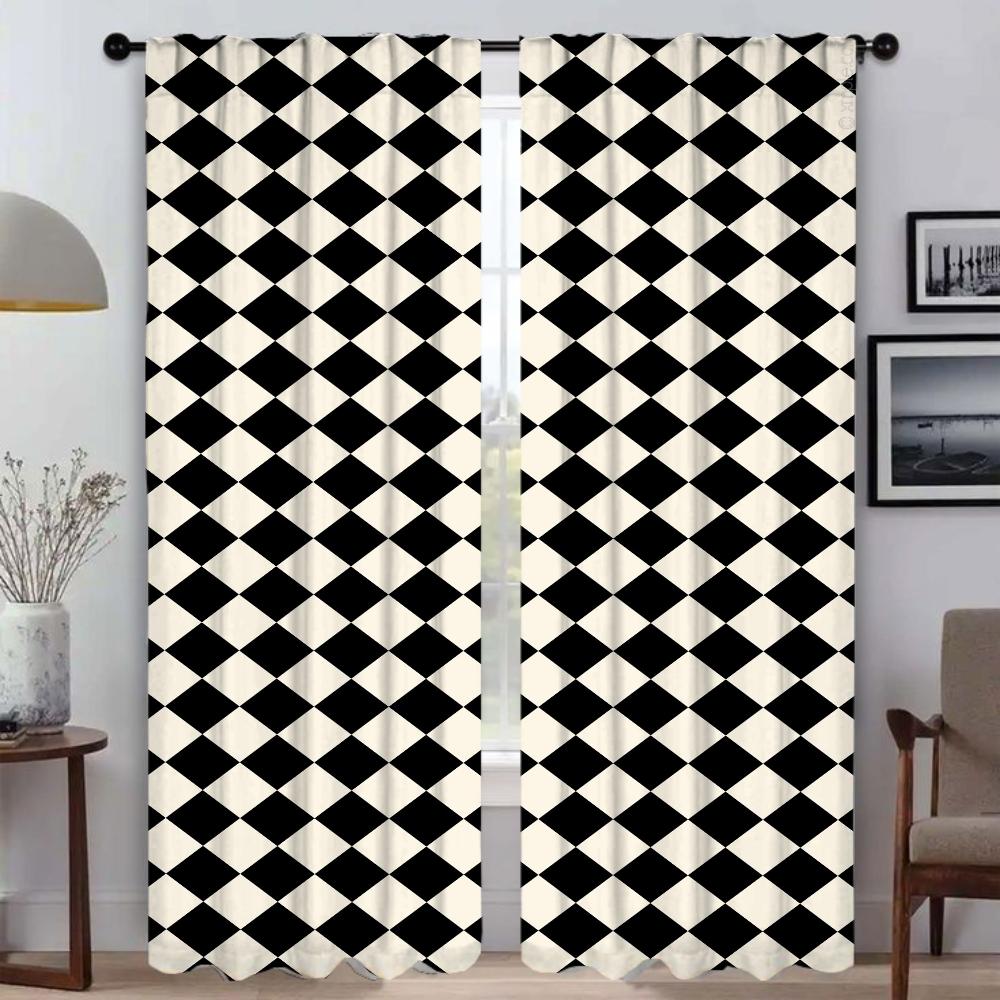 

Современные шторы для гостиной 2 штуки клетчатые оконные шторы шторы для спальни перегородка украшение на Хэллоуин кухонные блэкаут W50xH70cmx2pcs-CL