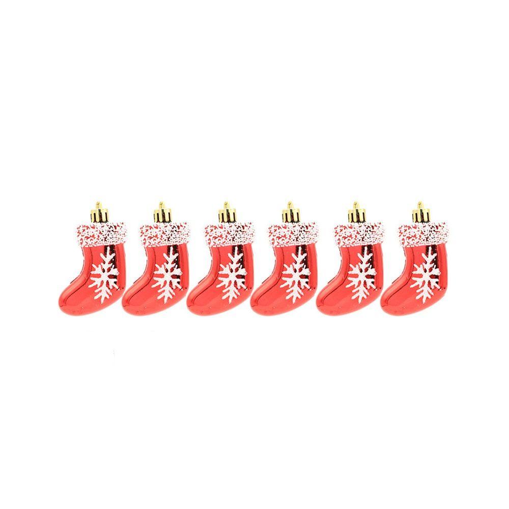 

6pcs/set Cute Christmas Small Boots Red Xmas Tree Balls Christmas Pendant Gift boots