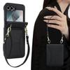 Samsung Flip6/7 Leather Crossbody Phone Case with Card Slot & Tempered Film Protection