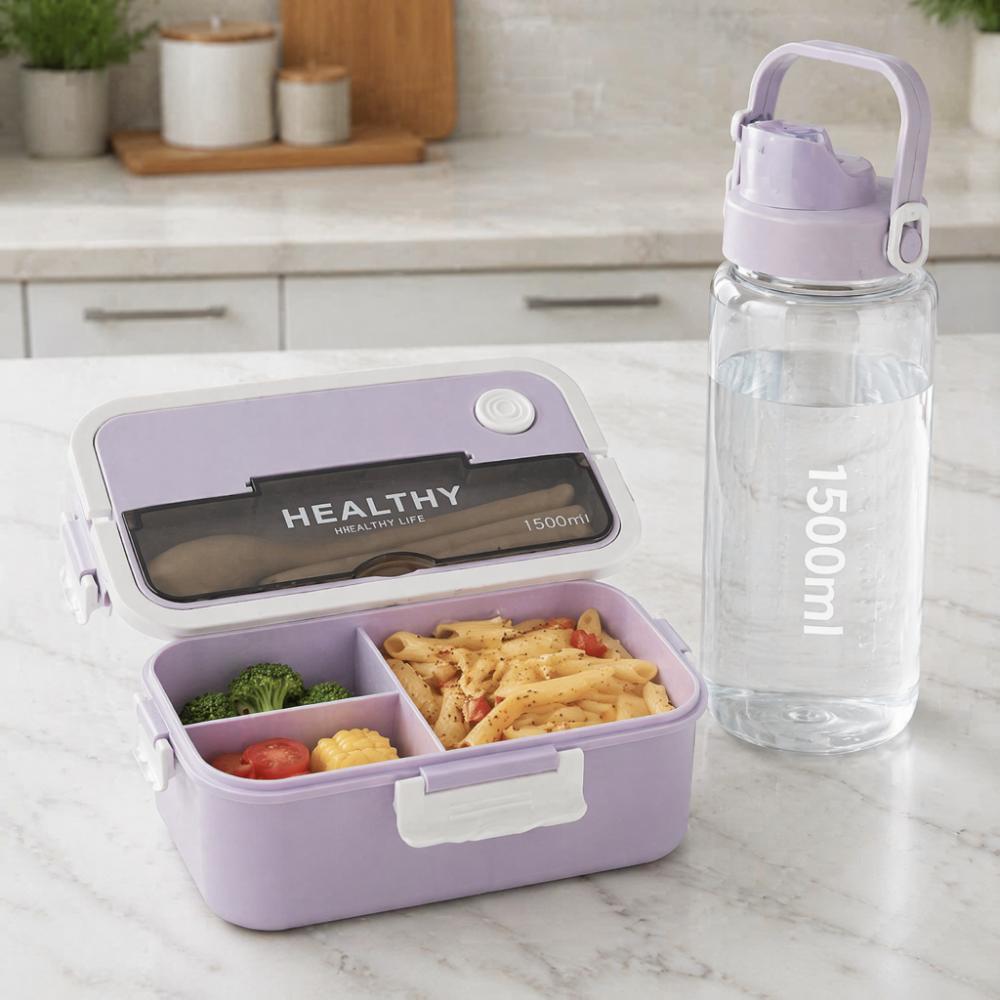 3 Compartment Compartment Lunch Box 1500ml Thermal Lunch Box Portable Food Container  For Camping