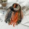 Warm Women's Scarf Winter Imitation Cashmere Color Block Plaid Shawl Long Tassel Fashion Scarf Scarf
