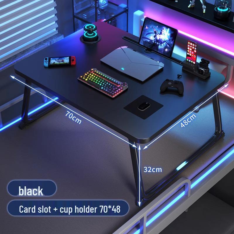 Compact Foldable Bedside Laptop Desk for Dorms - E-Sports Style Carbon Fiber Study Table