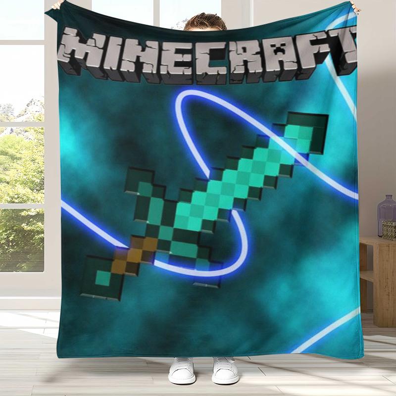 Classic M-Minecraft Pixel Game Flannel Blanket,Ultra Soft Warm Plush Throw for Home Bedroom Bed Sofa Cover Picnic Camping