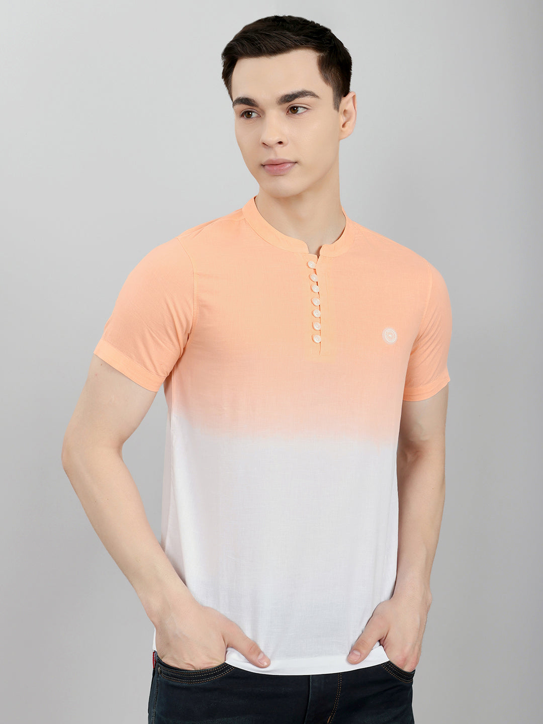Monte Carlo Men Regular Fit Peach Tshirt L