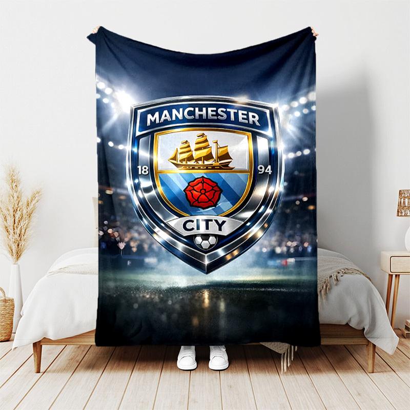 1pc Blanket - Manchester City Football Club Print Design, Lightweight Blanket for Sofa, Bed- Soft &Warm, Gift for All Seasons