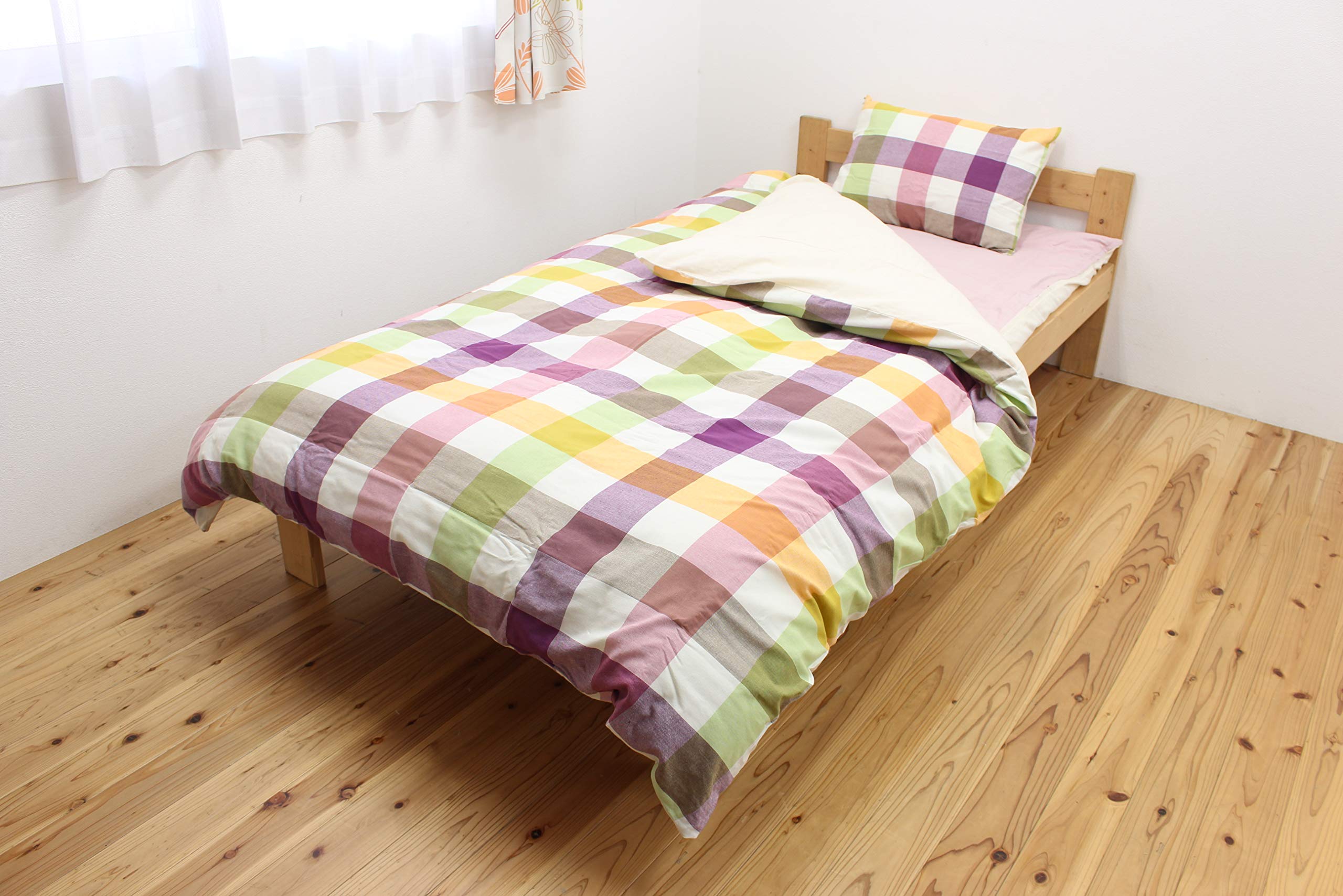 

IKEHIKO Стираемый пододеяльник, Клетчатый узор, Сделан из индийского хлопка, Пододеяльник Saran NSK , Розовый, Двуспальный, Прибл.. 190 х 210 см