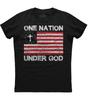 Eine Nation unter Gott Patriotisches und Christlich Religiöses Herren Baumwoll Schwarzes T-Shirt