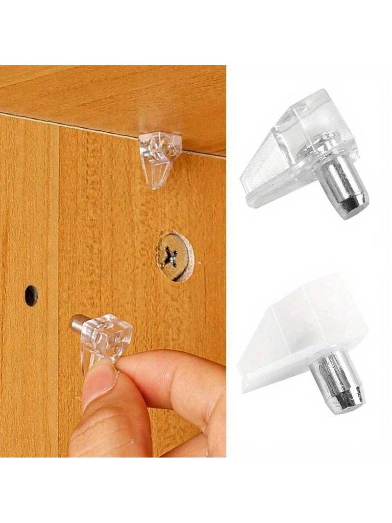 50Pcs Clear Plastic Shelf Support Pegs for Bookshelves Easy Installation Cabinet Supports for Strong and Reliable Shelf Stabilit
