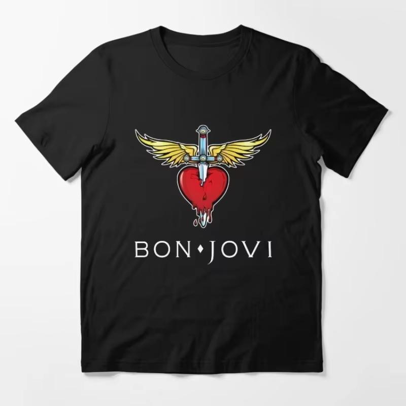 Bon Jovi Tour 2026 Maglietta Unisex in Cotone Y2k Estiva Nuova Girocollo Manica Corta Hip Hop Oversize Harajuku Unisex T-shirt Regali per Fan