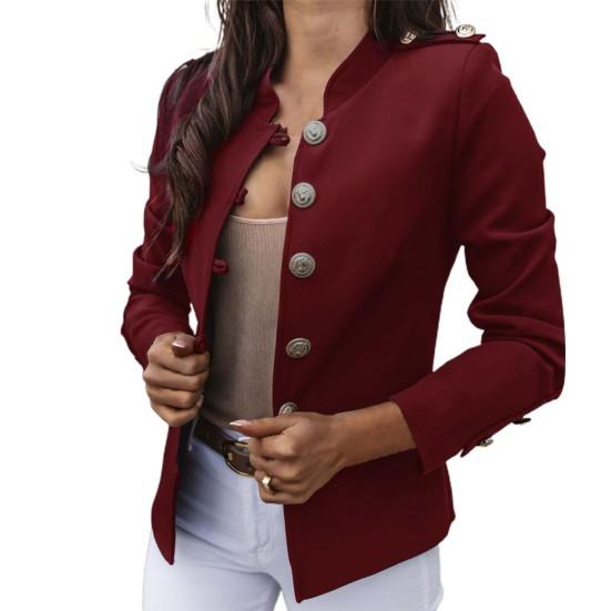 Office Lady Blazer Solid Color Single Breasted Autumn Winter Elegant Slim-fitting Suits Coat for Daily Wear