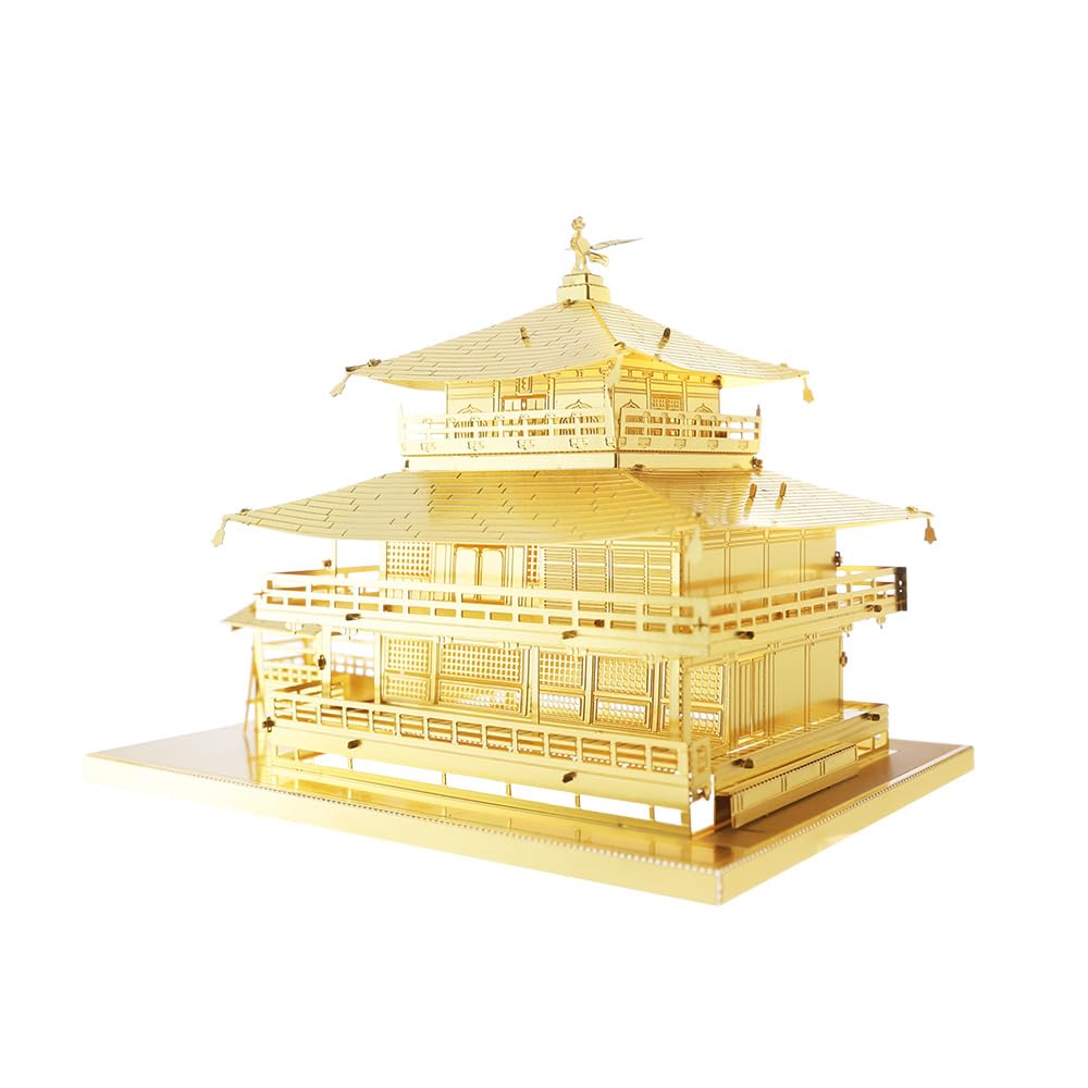 Tenyo Metallic Nano Puzzle, Famous Castles and Historical Buildings Series, World Heritage Site, Kinkakuji Temple (T-MN-006G), Stainless Steel, No