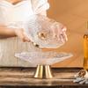 Light Luxury High-legged Glass Fruit Plate, Brass Base Fruit Plate, Storage Ornaments, Ice Pattern Tableware Storage 1PC