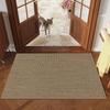 Entryway Rug with Woven Faux Linen Design Antislip Base Absorbent Door Mat for Enhances Safety in Family Environment