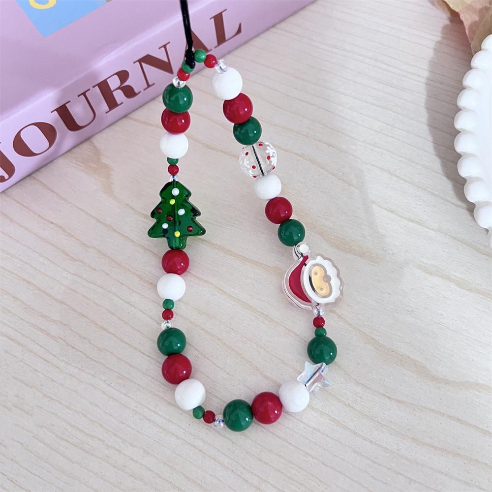 1PC Christmas Mobile Phone Chain Color Chain CCD Hanging Decoration Hanging Rope Cute Bead DIY Camera Dopamine Explosion