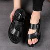 Fashion Summer Large Sandals Sizes 38-48 Men Slippers Genuine Leather Outdoor Beach Shoes Casual Shoes Comfortable Breathable Sandals