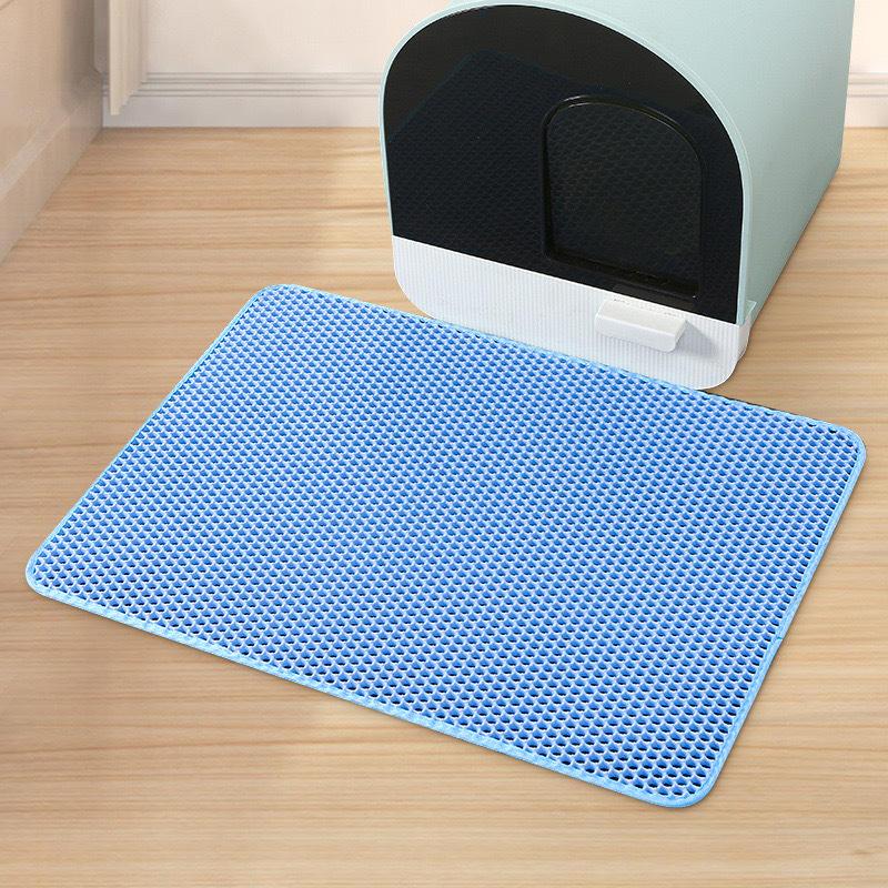 2PCS Double Layer Honeycomb Cat Litter Mat, Washable Foldable Detachable Anti-Splash Kitty Litter Trapping Pad