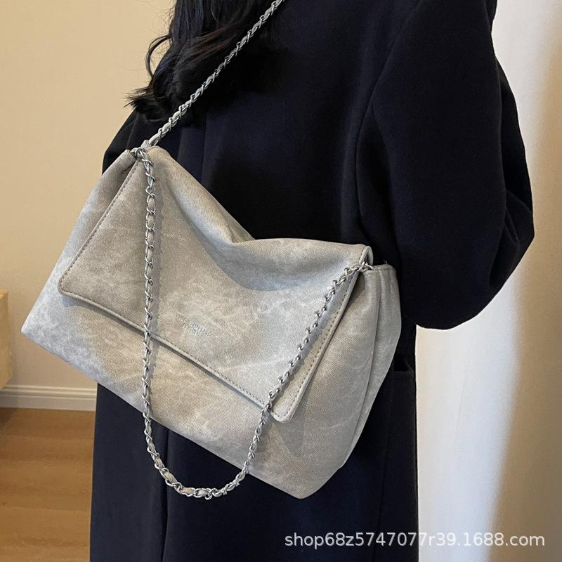 Foreign style versatile chain shoulder bag autumn and winter retro large-capacity denim bag women's 2025 new casual big bag