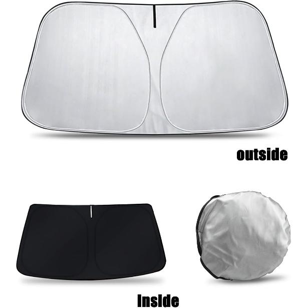 BESTVIEW Front Windshield Sun Shade Compatible With GMC Sierra 1500 2500 3500 -2024, Foldable Reflective Sunshade For Car Front Window, 3 Layers 210T