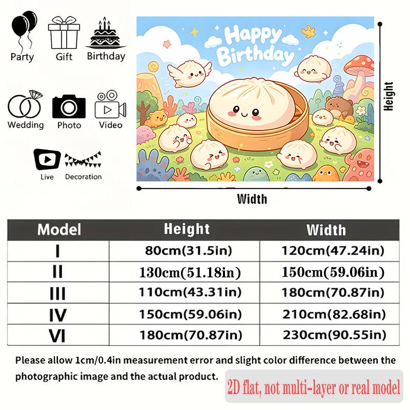Party Backdrop Cartoon Flat Banners Stress Relief Soft Baozi Cute Steamed Celebration Photo Booth Front Door Decor