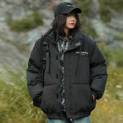 Sleeves Detachable Men and Women with The Same Cotton-padded Jacket Women's Winter Loose Padded Cotton-padded Jacket Couple Coat.