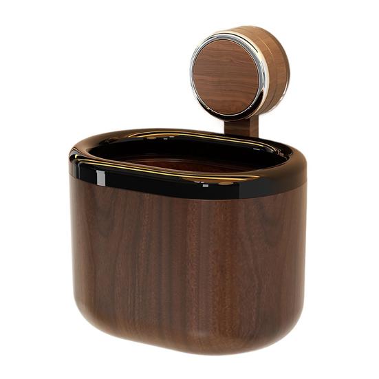 Storage Bucket Wall Mounted Suction Cup Design Large Capacity Wastebasket with Wood Grain Appearance Organizer for Bathroom