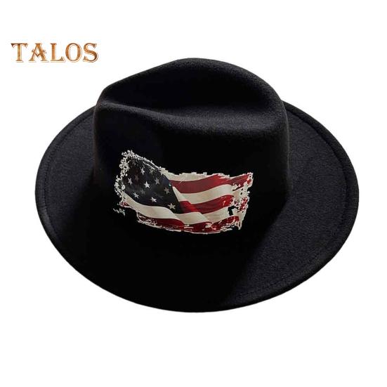 

Ковбойская шляпа с американским флагом, широкополая шляпа Rancher Jazz Hat, патриотическая шляпа в стиле вестерн на 4 июля, фетровая шляпа Fedora для мужчин и женщин C