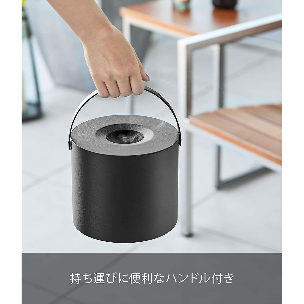 Yamazaki Tower Mosquito Coil Storage Pot, Round, Black, Approx. W17 x D17 x H14 cm (including lid