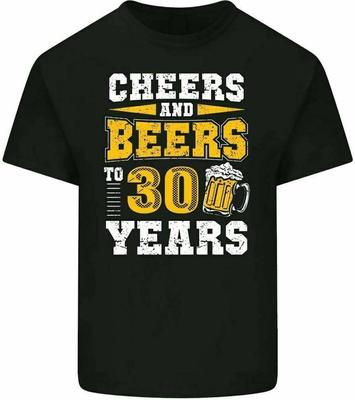 30th Birthday T-Shirt 1992 Mens Funny Cheers & Beers To 30 Year Old Alcohol Top Black