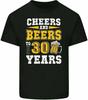 30th Birthday T-Shirt 1992 Mens Funny Cheers & Beers To 30 Year Old Alcohol Top Black