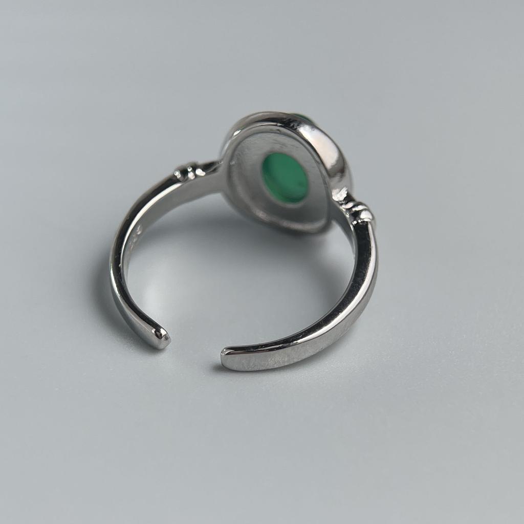 925 Sterling Silver Rings for Women Couple Minimalist Green Stone Ring Fine CZ Jewelry Birthday Gift Prevent Allergy