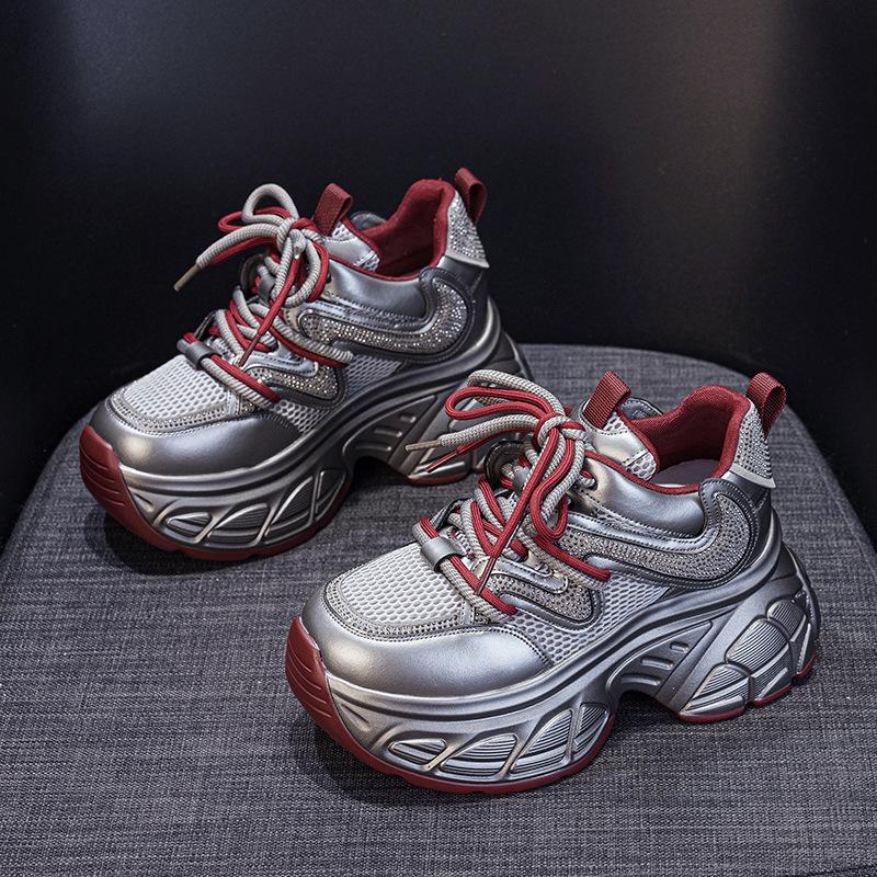 

Dad shoes women s 2025 spring new Internet celebrity with thick sole inner height increase casual versatile fashion style lace-up women s shoes 34