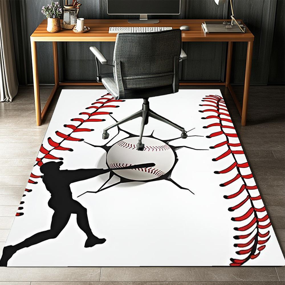 Baseball Printed Carpet,Rug,for Office Chair Living Room Bedroom Kitchen Room Decor Gifts.