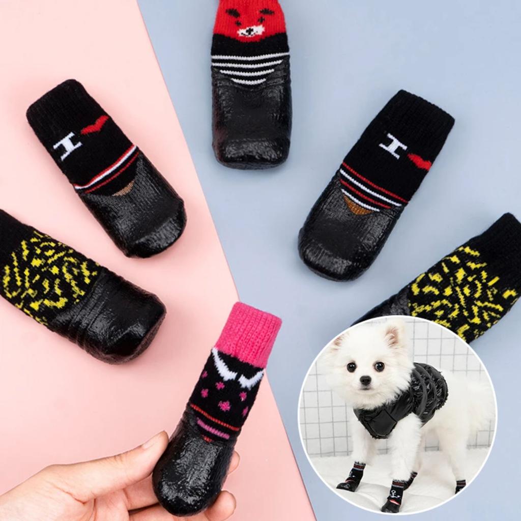 New Soft, Warm, and Waterproof Cotton Pet Shoes - Non-slip Small Dog Cat Sock Shoes with Cute Puppy Boots. Ideal for Keeping You